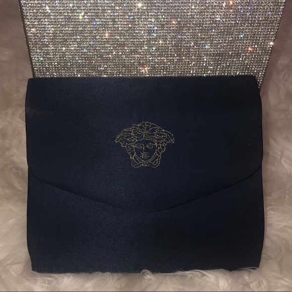 Versace bag clutch Medusa gold blue cosmetic case